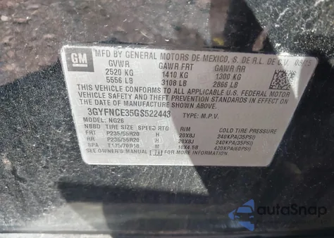 2016 Cadillac Srx Performance Collection from USA, damaged, VIN 3GYFNCE35GS522443